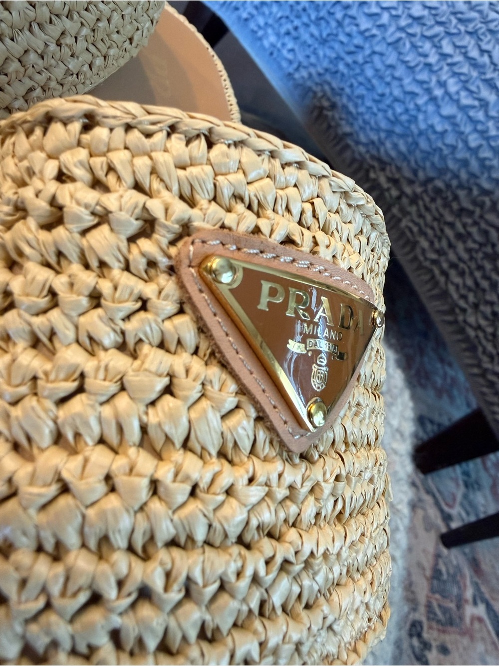 Prada Cream Raffia Platform Slide Mules - Picture 3 of 3